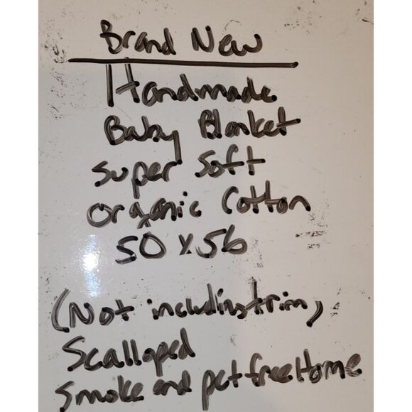 Handmade Crochet Afghan Blanket Pink/White/Blue Wave Pattern Throw New - Picture 8 of 8